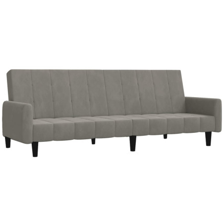 Dvivietė sofa-lova, šviesiai pilkos spalvos, aksomas