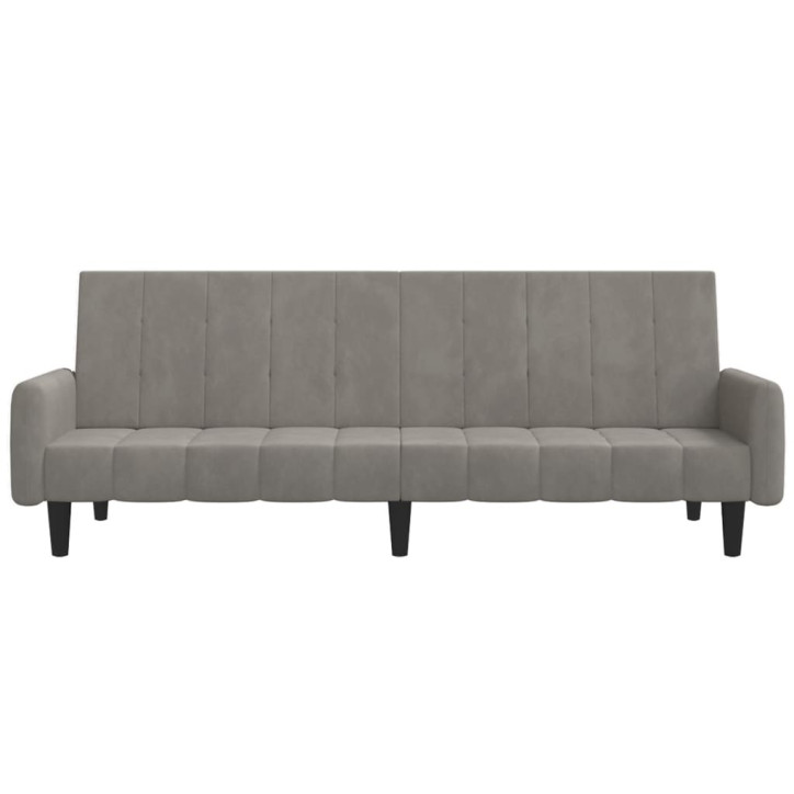 Dvivietė sofa-lova, šviesiai pilkos spalvos, aksomas