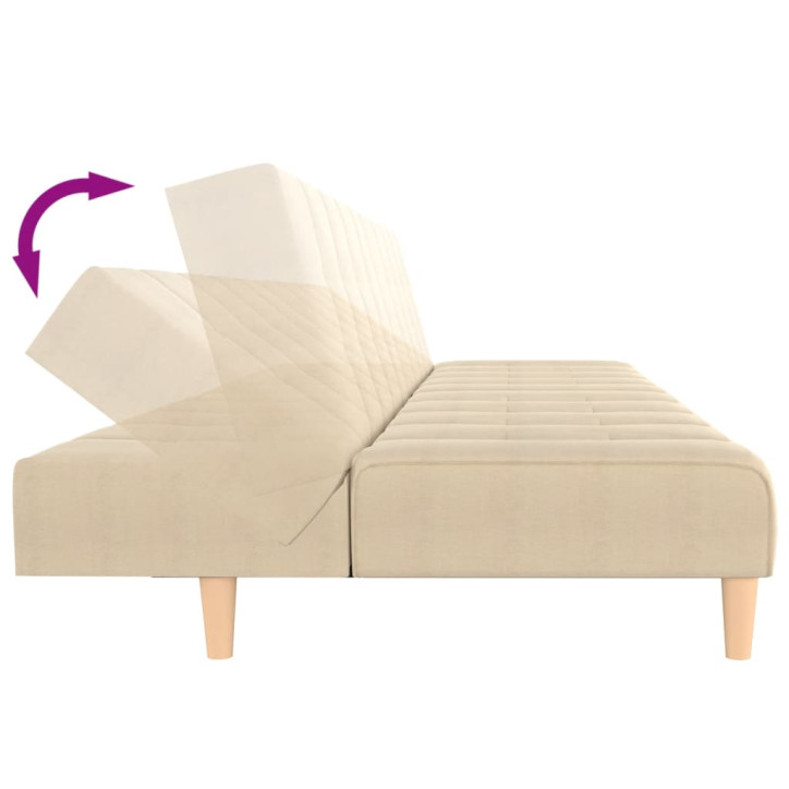 Dvivietė sofa-lova, kreminės spalvos, audinys