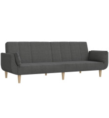 Dvivietė sofa-lova su dvejomis pagalvėmis, pilka, audinys