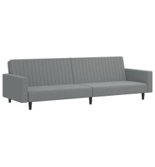 Dvivietė sofa-lova, šviesiai pilkos spalvos, aksomas