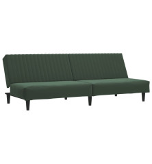 Dvivietė sofa-lova, tamsiai žalios spalvos, aksomas