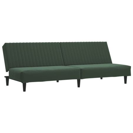 Dvivietė sofa-lova, tamsiai žalios spalvos, aksomas