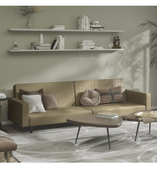 Dvivietė sofa-lova, kapučino spalvos, dirbtinė oda