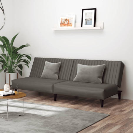 Dvivietė sofa-lova, pilkos spalvos, dirbtinė oda