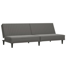 Dvivietė sofa-lova, pilkos spalvos, dirbtinė oda