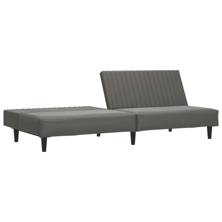 Dvivietė sofa-lova, pilkos spalvos, dirbtinė oda