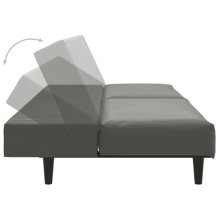 Dvivietė sofa-lova, pilkos spalvos, dirbtinė oda