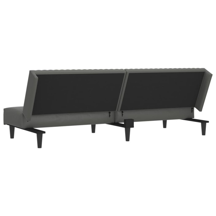 Dvivietė sofa-lova, pilkos spalvos, dirbtinė oda