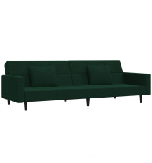 Dvivietė sofa-lova su dvejomis pagalvėmis, žalia, aksomas