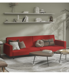 Dvivietė sofa-lova, raudonojo vyno spalvos, aksomas