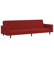 Dvivietė sofa-lova, raudonojo vyno spalvos, aksomas