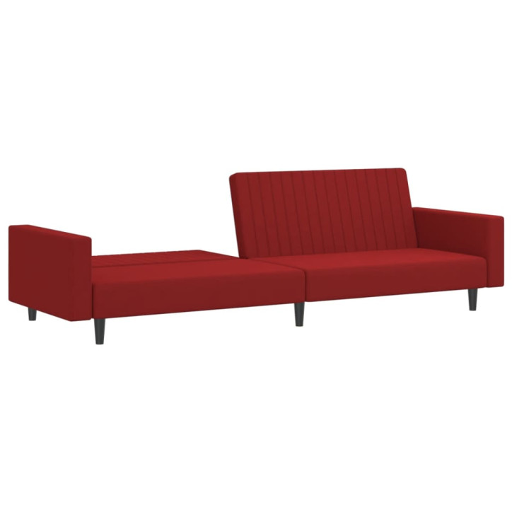 Dvivietė sofa-lova, raudonojo vyno spalvos, aksomas