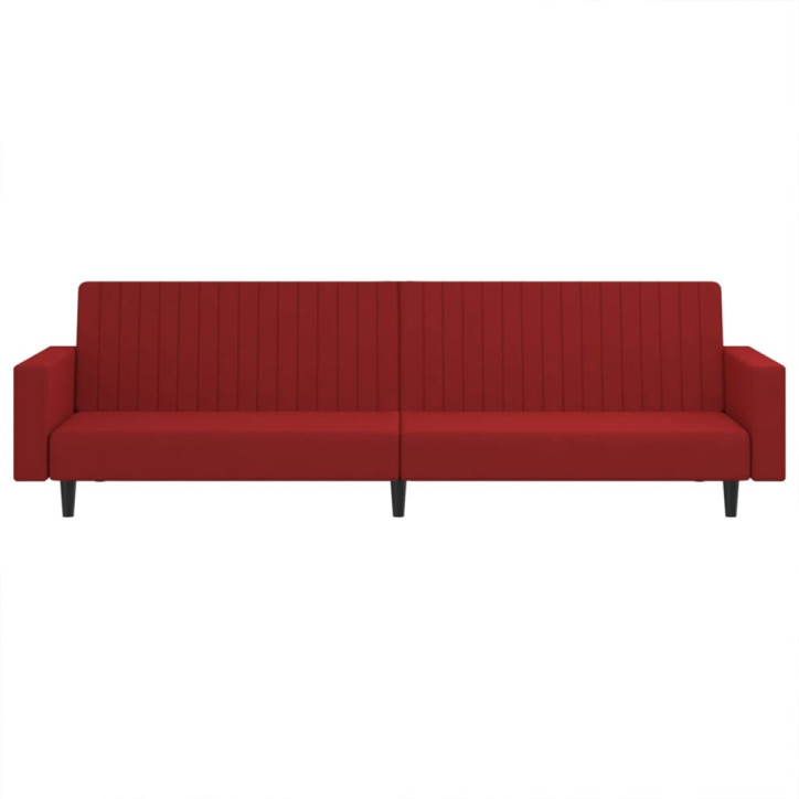 Dvivietė sofa-lova, raudonojo vyno spalvos, aksomas