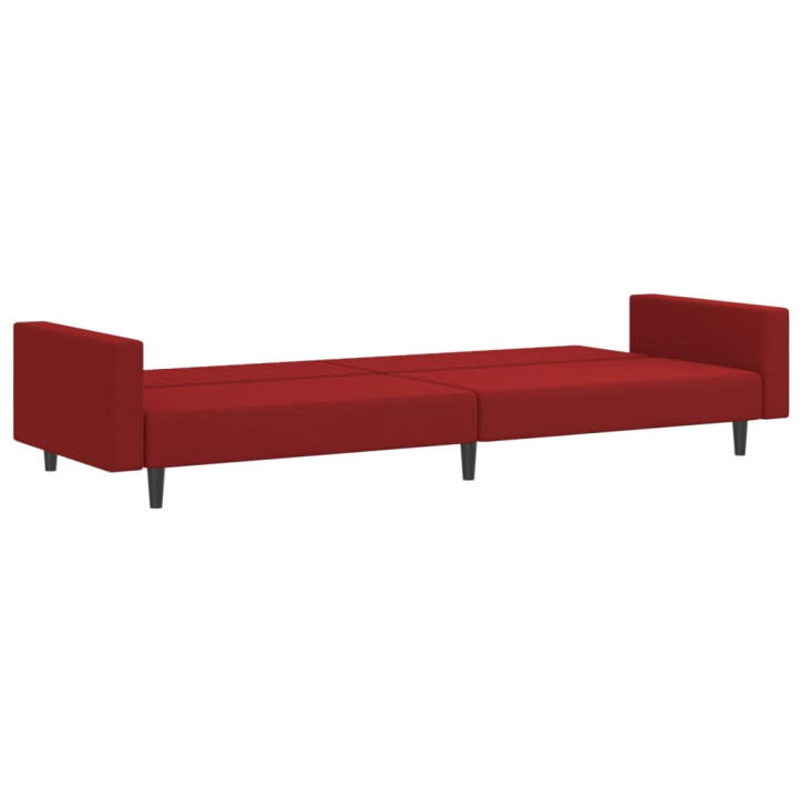 Dvivietė sofa-lova, raudonojo vyno spalvos, aksomas