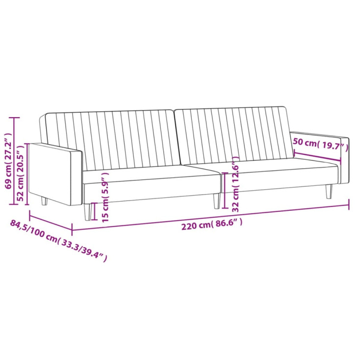 Dvivietė sofa-lova, raudonojo vyno spalvos, aksomas