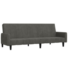 Dvivietė sofa-lova, tamsiai pilkos spalvos, aksomas