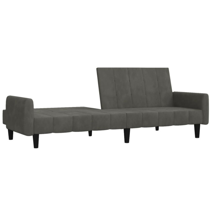 Dvivietė sofa-lova, tamsiai pilkos spalvos, aksomas