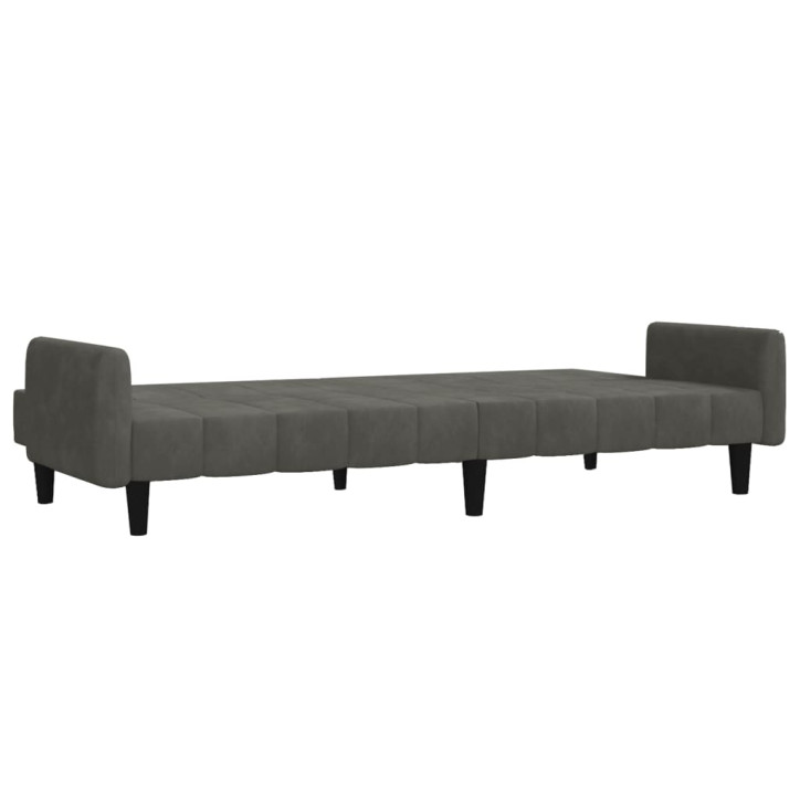 Dvivietė sofa-lova, tamsiai pilkos spalvos, aksomas