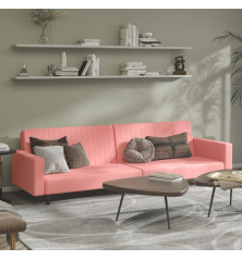 Dvivietė sofa-lova, rožinės spalvos, aksomas