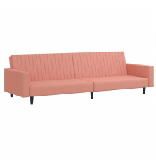 Dvivietė sofa-lova, rožinės spalvos, aksomas