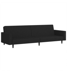 Dvivietė sofa-lova, juodos spalvos, aksomas