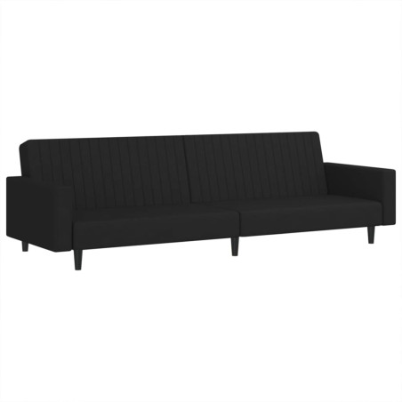 Dvivietė sofa-lova, juodos spalvos, aksomas