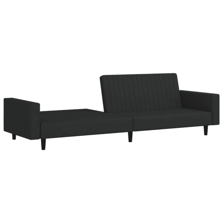 Dvivietė sofa-lova, juodos spalvos, aksomas