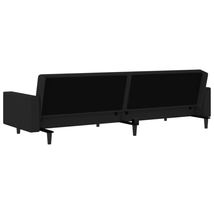 Dvivietė sofa-lova, juodos spalvos, aksomas