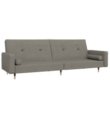 Dvivietė sofa-lova su dvejomis pagalvėmis, pilka, aksomas