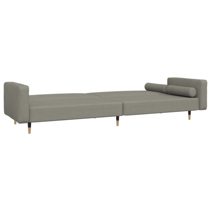 Dvivietė sofa-lova su dvejomis pagalvėmis, pilka, aksomas