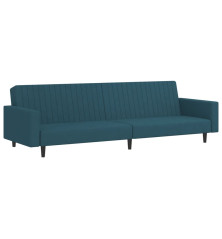 Dvivietė sofa-lova, mėlynos spalvos, aksomas