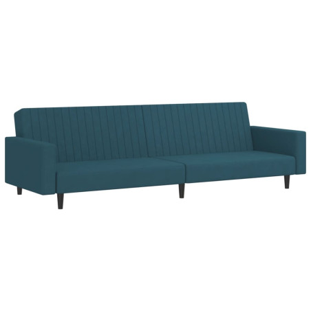 Dvivietė sofa-lova, mėlynos spalvos, aksomas