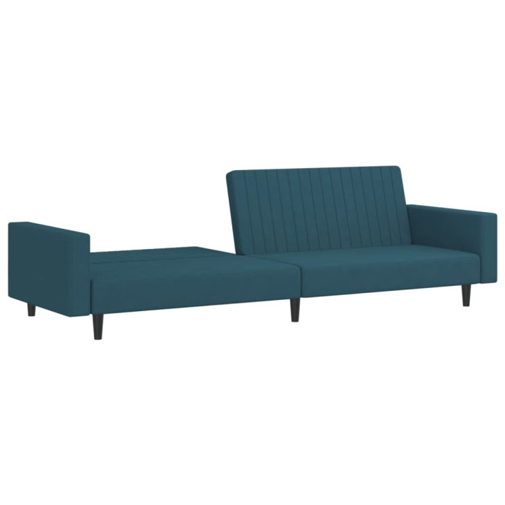 Dvivietė sofa-lova, mėlynos spalvos, aksomas