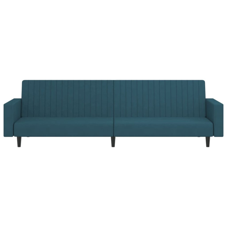 Dvivietė sofa-lova, mėlynos spalvos, aksomas