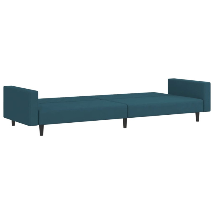 Dvivietė sofa-lova, mėlynos spalvos, aksomas