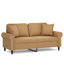 Dvivietė sofa su pagalvėlėmis, rudos spalvos, 140cm, aksomas