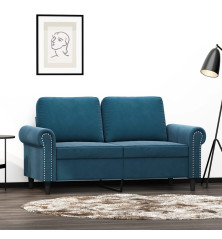 Dvivietė sofa, mėlynos spalvos, 120cm, aksomas