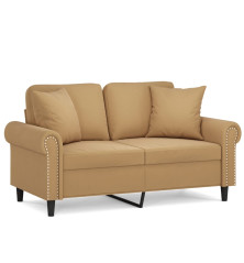 Dvivietė sofa su pagalvėlėmis, rudos spalvos, 120cm, aksomas