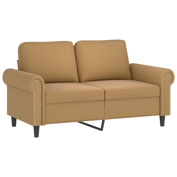 Dvivietė sofa su pagalvėlėmis, rudos spalvos, 120cm, aksomas