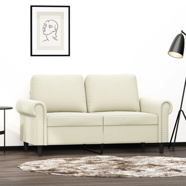 Dvivietė sofa, kreminės spalvos, 120cm, aksomas