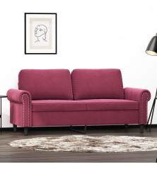 Dvivietė sofa, raudonojo vyno spalvos, 140cm, aksomas