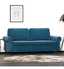 Dvivietė sofa, mėlynos spalvos, 140cm, aksomas