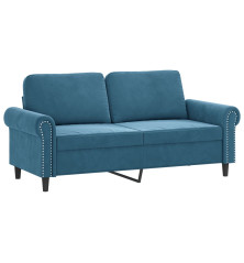 Dvivietė sofa, mėlynos spalvos, 140cm, aksomas