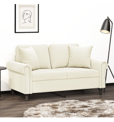 Dvivietė sofa su pagalvėlėmis, kreminės spalvos, 120cm, aksomas