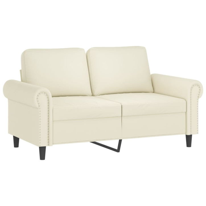 Dvivietė sofa su pagalvėlėmis, kreminės spalvos, 120cm, aksomas