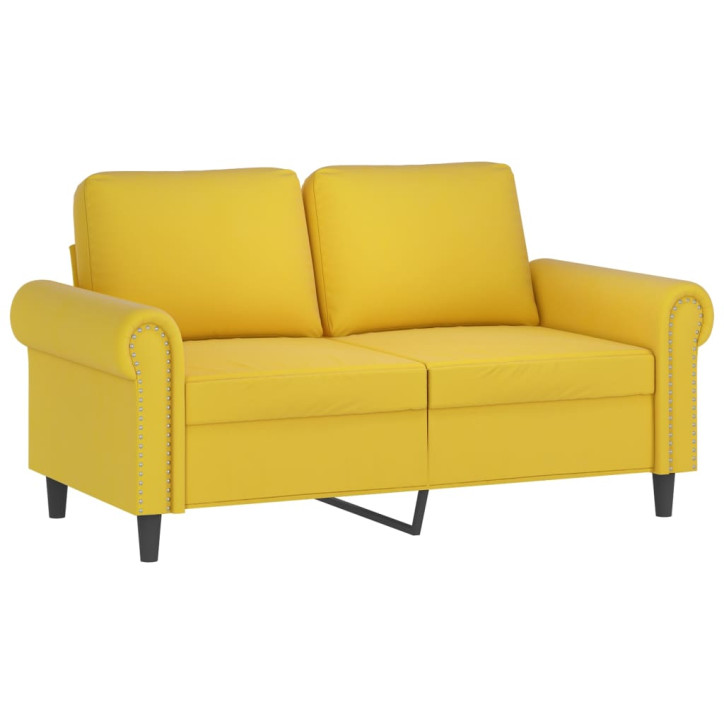 Dvivietė sofa su pagalvėlėmis, geltonos spalvos, 120cm, aksomas