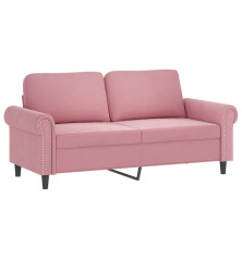 Dvivietė sofa, rožinės spalvos, 140cm, aksomas