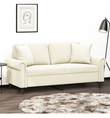 Dvivietė sofa su pagalvėlėmis, kreminės spalvos, 140cm, aksomas