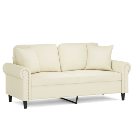 Dvivietė sofa su pagalvėlėmis, kreminės spalvos, 140cm, aksomas